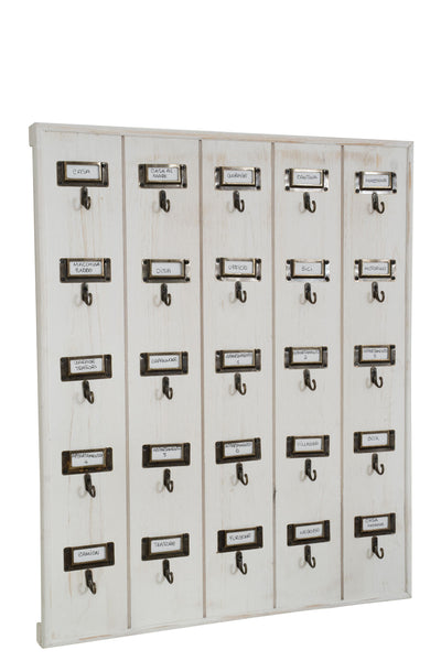Biscottini Bacheca appendichiavi in legno finitura bianco anticato L49,5xPR4xH60 cm