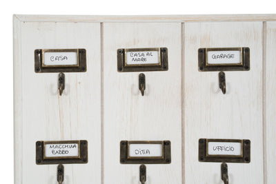 Biscottini Bacheca appendichiavi in legno finitura bianco anticato L49,5xPR4xH60 cm