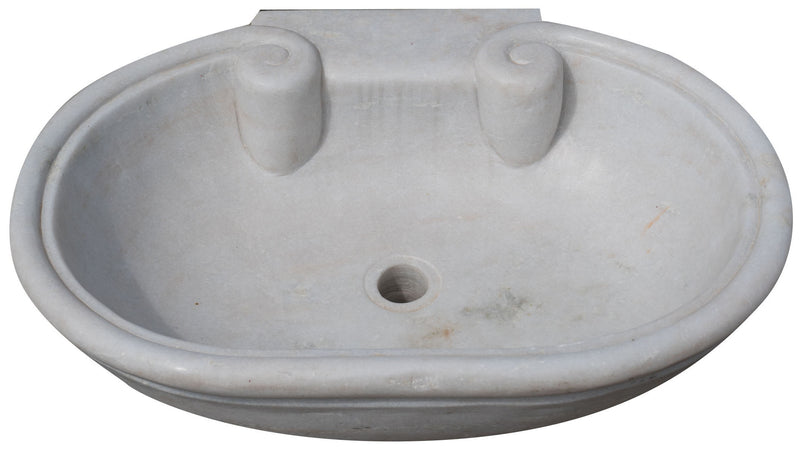 Biscottini Lavandino in marmo bianco L62xPR46xH18 cm Vasca realizzata completamente