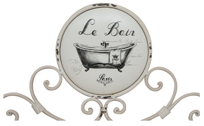 Biscottini Appendino da muro "Le Bain" in ferro battuto finitura bianca anticata 30x6x25 cm