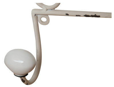 Biscottini Appendino da muro "Le Bain" in ferro battuto finitura bianca anticata 30x6x25 cm