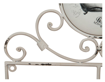 Biscottini Appendino da muro "Le Bain" in ferro battuto finitura bianca anticata 30x6x25 cm