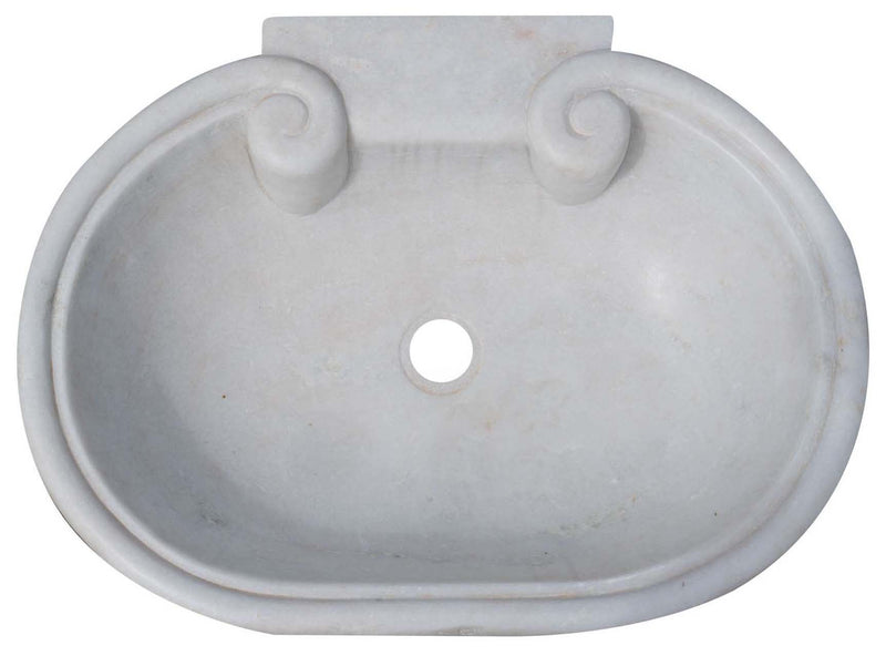 Biscottini Lavandino in marmo bianco L62xPR46xH18 cm Vasca realizzata completamente