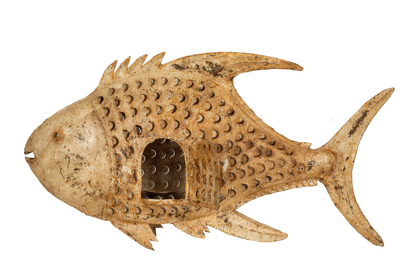 Biscottini Pesce porta candela in ferro dipinto a mano Originale lanterna forma Offerta