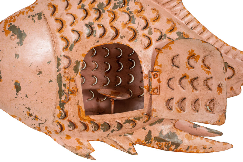 Biscottini Pesce porta candela in ferro dipinto a mano Originale lanterna forma Offerta