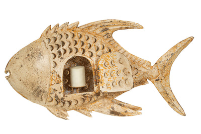 Biscottini Pesce porta candela in ferro dipinto a mano Originale lanterna forma Offerta