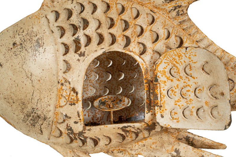 Biscottini Pesce porta candela in ferro dipinto a mano Originale lanterna forma Offerta