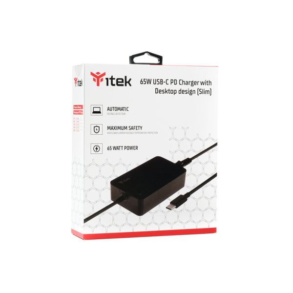 Alimentatore Universale per Notebook e Dispositivi USB-C- PD - 65W- Slim Design
