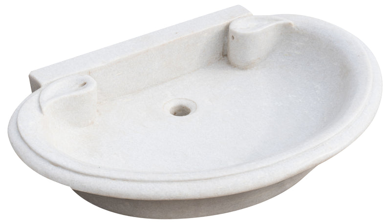 Biscottini Lavandino in marmo bianco L75xPR54xH15 cm Vasca realizzata completamente