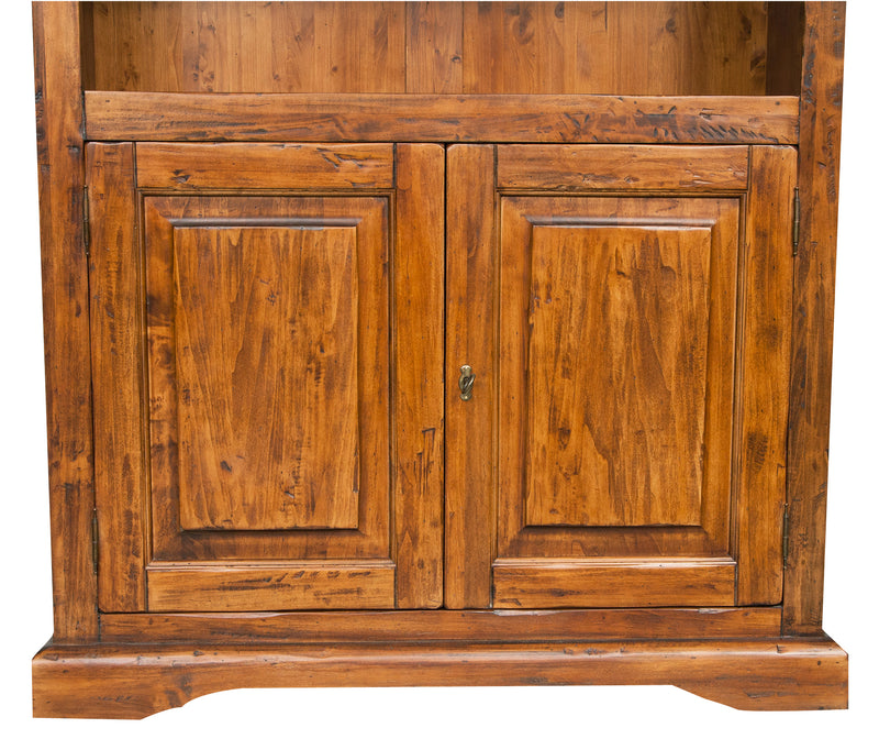 Biscottini Libreria in legno massello di tiglio finitura noce L108xPR38xH211 cm. Made in Italy