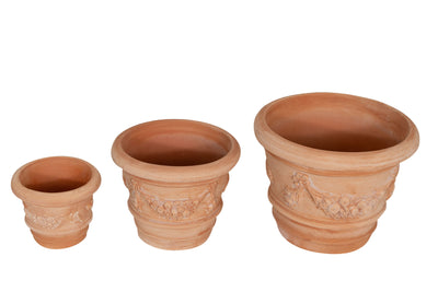 Biscottini Set 3 Vasi ceste ciotole in Terracotta 100% Made in Italy interamente Lavorata a Mano