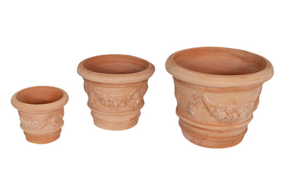 Biscottini Set 3 Vasi ceste ciotole in Terracotta 100% Made in Italy interamente Lavorata a Mano