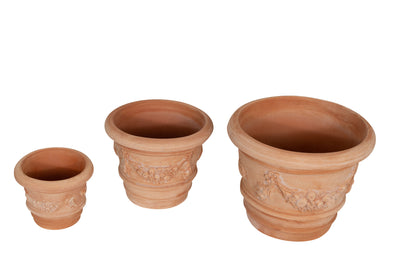 Biscottini Set 3 Vasi ceste ciotole in Terracotta 100% Made in Italy interamente Lavorata a Mano