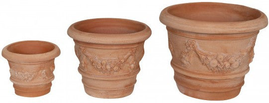 Biscottini Set 3 Vasi ceste ciotole in Terracotta 100% Made in Italy interamente Lavorata a Mano