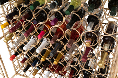 Biscottini Mobile cantina in ferro battuto pieno finitura bianca anticata Portabottiglie