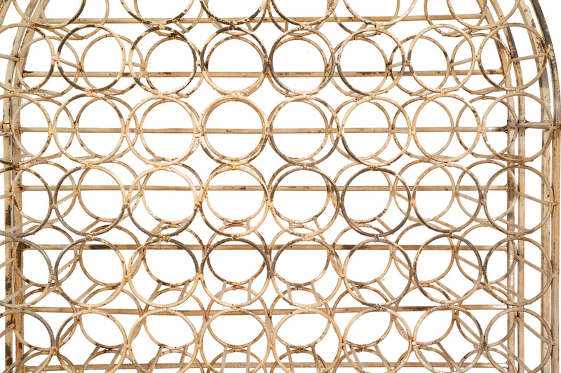 Biscottini Mobile cantina in ferro battuto pieno finitura bianca anticata Portabottiglie