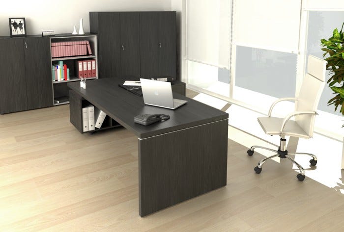 Coppia di mobili bassi da ufficio a giorno con piani regolabili interni cm. 162,8x43x81,4h