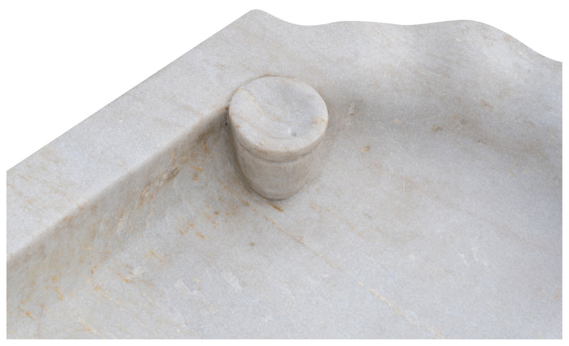 Biscottini Vasca smerlata in marmo bianco L120xPR56xH15 cm realizzata completamente mano