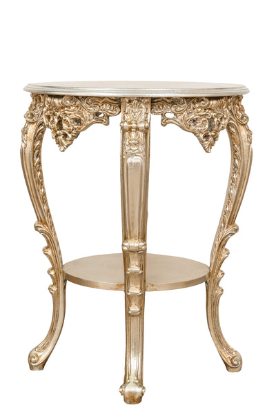 Biscottini TAVOLO PANCHETTO ROTONDO IN FINITURA FOGLIA ARGENTO ANTICATO MADE IN ITALY