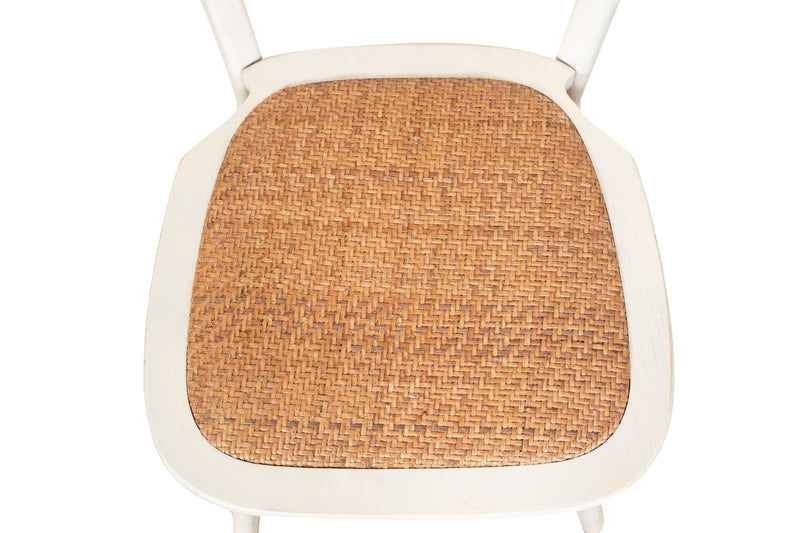 Biscottini Sedia Thonet in massello di frassino e seduta rattan finitura bianca anticata