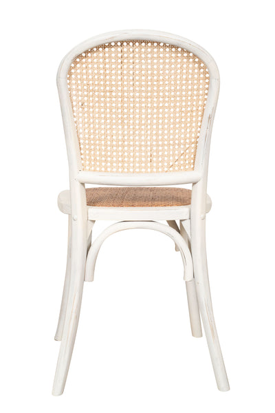 Biscottini Sedia Thonet in massello di frassino e seduta rattan finitura bianca anticata