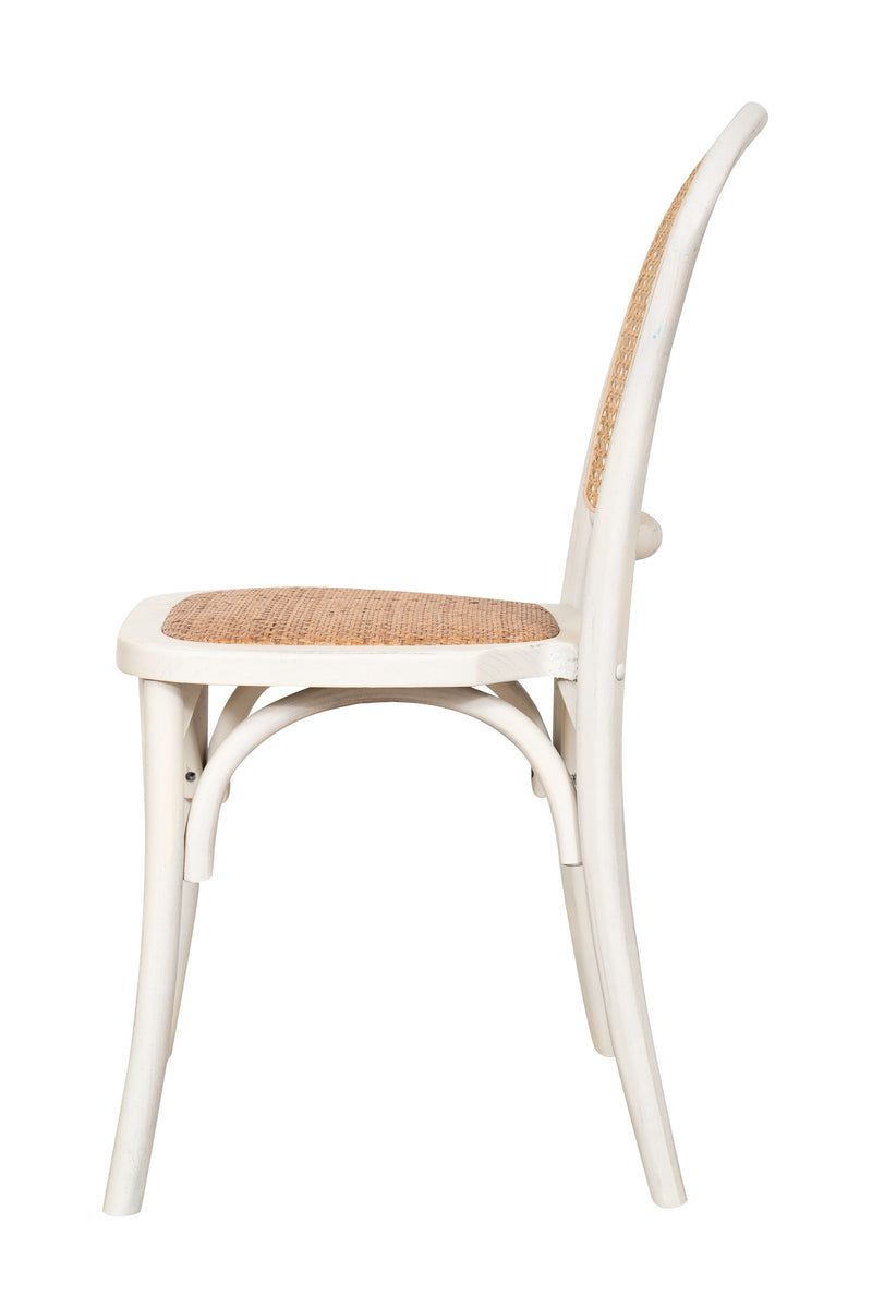 Biscottini Sedia Thonet in massello di frassino e seduta rattan finitura bianca anticata