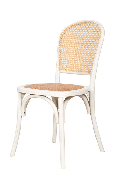 Biscottini Sedia Thonet in massello di frassino e seduta rattan finitura bianca anticata