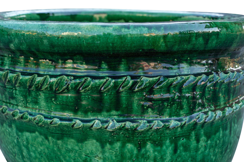 Biscottini Vaso in terracotta del deserto del Sahara smaltato finitura verde fatto mano