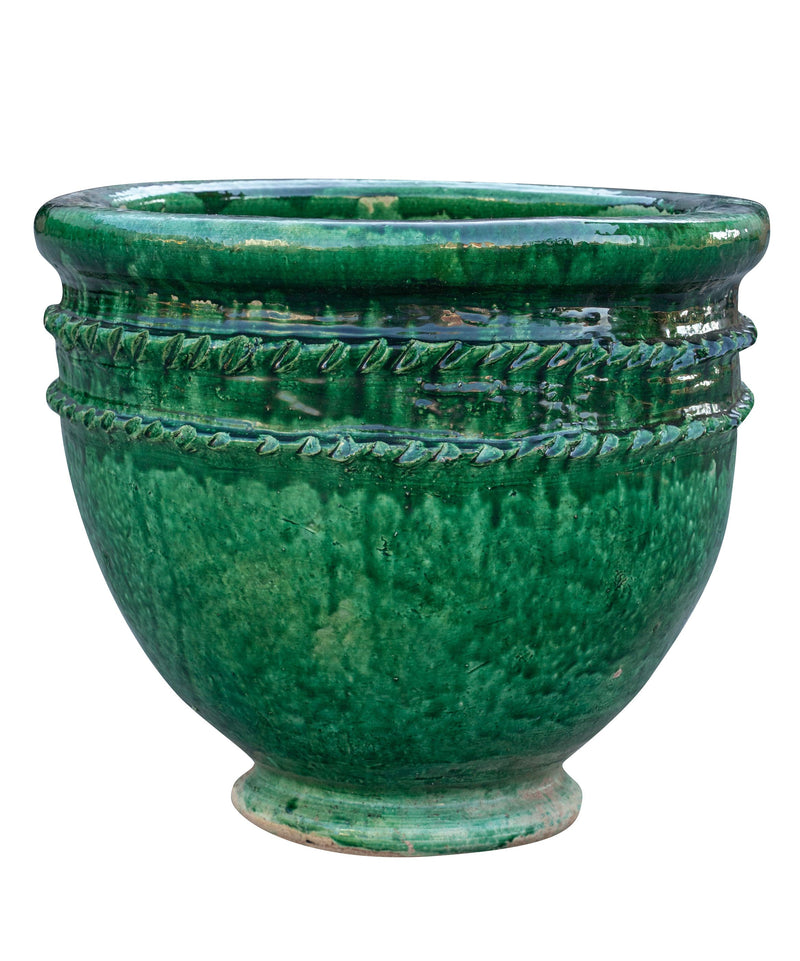 Biscottini Vaso in terracotta del deserto del Sahara smaltato finitura verde fatto mano