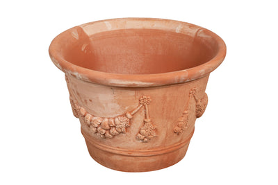 Biscottini Vaso in terracotta Galestro festonato 100% Made in Italy, interamente fatto a mano