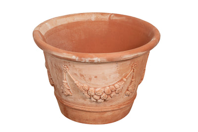 Biscottini Vaso in terracotta Galestro festonato 100% Made in Italy, interamente fatto a mano