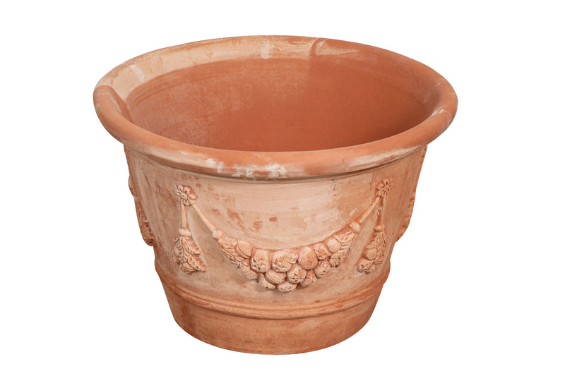 Biscottini Vaso in terracotta Galestro festonato 100% Made in Italy, interamente fatto a mano