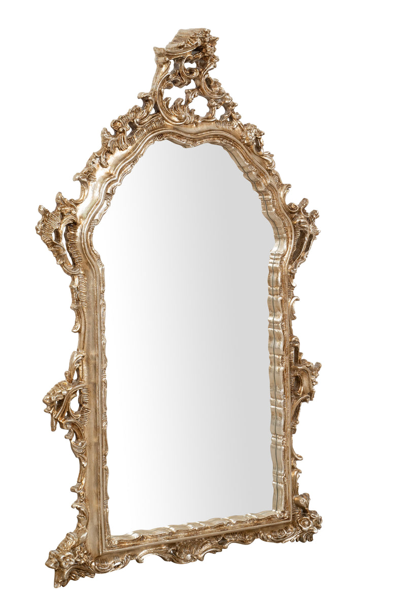 Biscottini SPECCHIERA DA PARETE IN LEGNO FINITURA FOGLIA ARGENTO ANTICO MADE IN ITALY