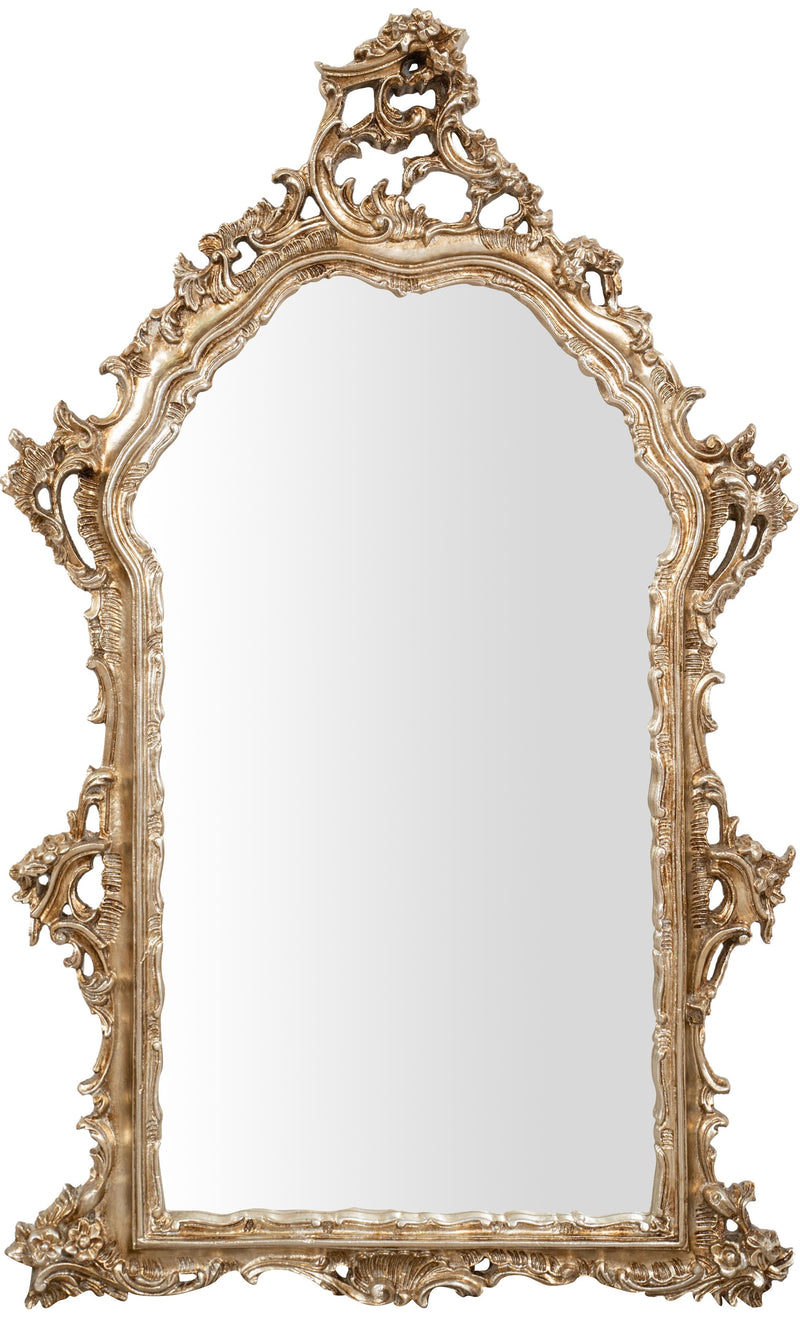 Biscottini SPECCHIERA DA PARETE IN LEGNO FINITURA FOGLIA ARGENTO ANTICO MADE IN ITALY