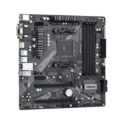 Asrock B450M Pro4 R2.0 AMD B450 Socket AM4 micro ATX (ASRock B450M Pro4 R2.0 Super Alloy AMD AM4 Socket Motherboard, Micro-ATX, 4x DDR4 Slots, 2x M.2 Sockets, GbE LAN, 1x D-Sub / 1x DVI-D / 1x HDMI P
