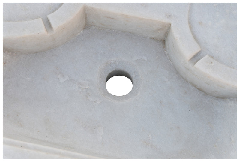 Biscottini Lavandino in marmo bianco L51xPR41xH15 cm Vasca realizzata completamente