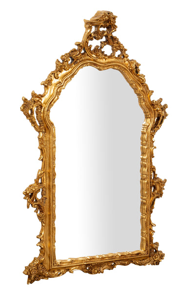 Biscottini SPECCHIERA DA PARETE IN LEGNO FINITURA FOGLIA ORO ANTICATO MADE IN ITALY