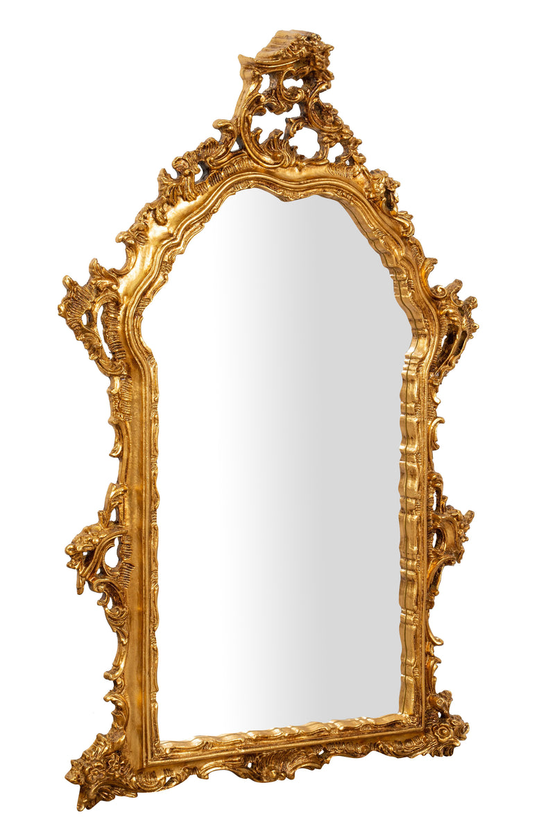 Biscottini SPECCHIERA DA PARETE IN LEGNO FINITURA FOGLIA ORO ANTICATO MADE IN ITALY