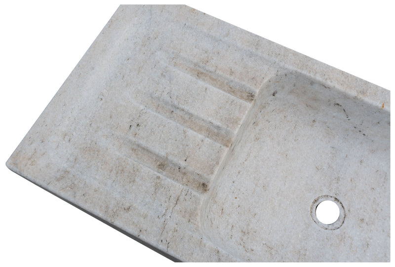 Biscottini Acquaio in marmo bianco L102xPR41xH15 cm Vasca realizzata completamente