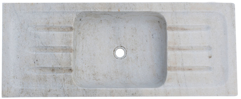 Biscottini Acquaio in marmo bianco L102xPR41xH15 cm Vasca realizzata completamente