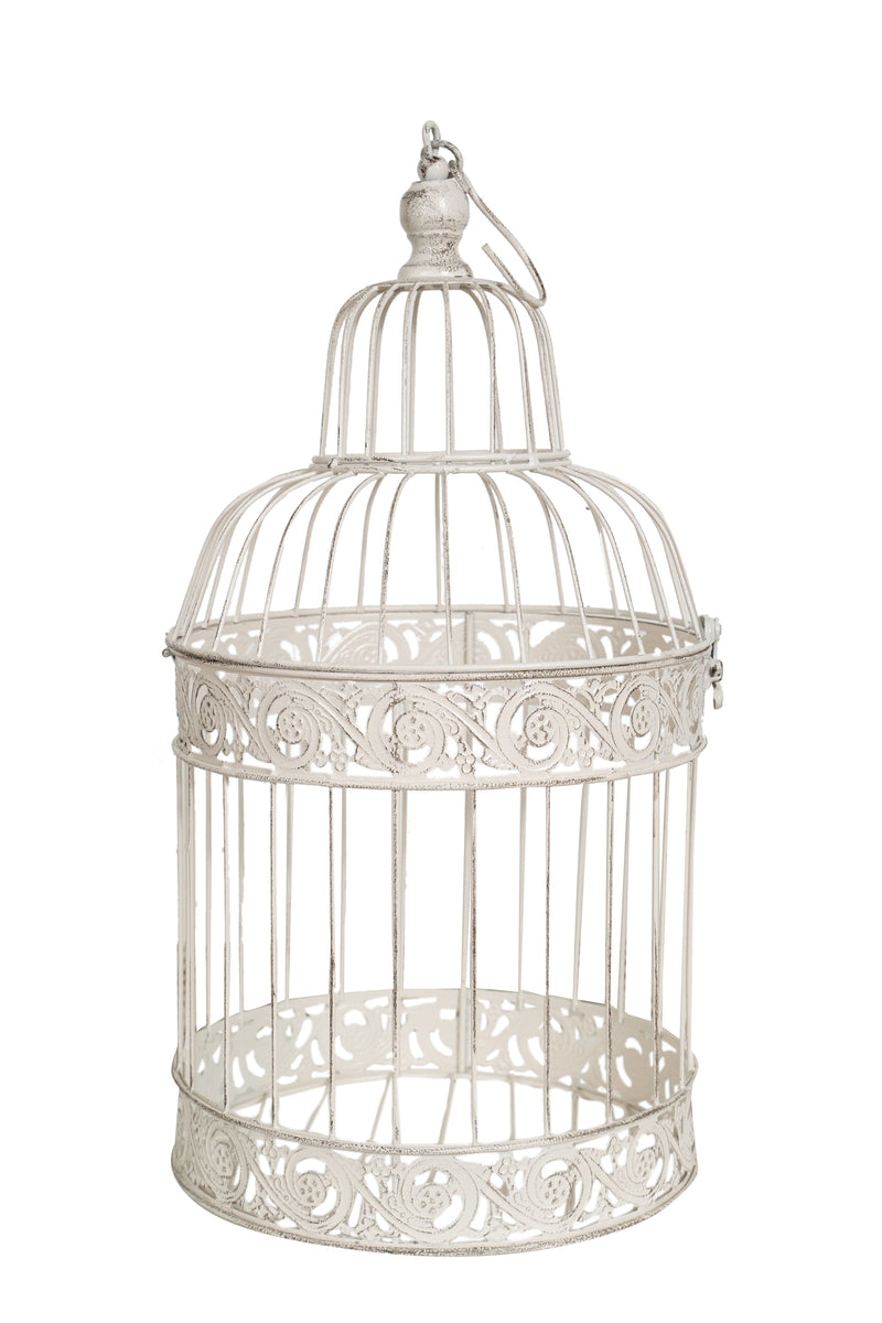 Biscottini Set tre gabbie da appoggio in ferro finitura bianca anticata dimensioni