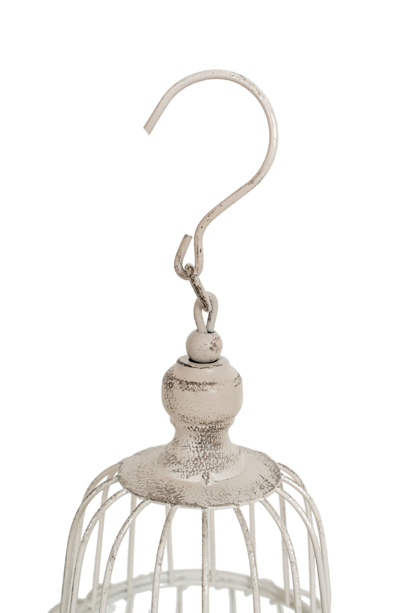 Biscottini Set tre gabbie da appoggio in ferro finitura bianca anticata dimensioni