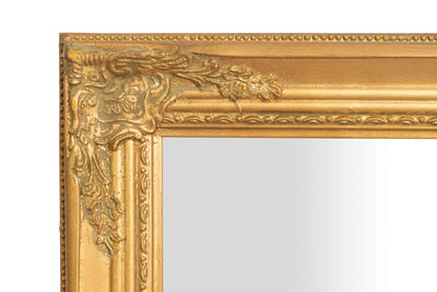 Biscottini Specchio Specchiera da parete e appendere verticale/orizzontale L72xPR4xH133 cm finitura foglia oro anticato.