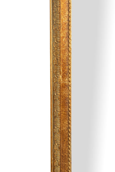 Biscottini Specchio Specchiera da parete e appendere verticale/orizzontale L72xPR4xH180 cm finitura foglia oro anticata.