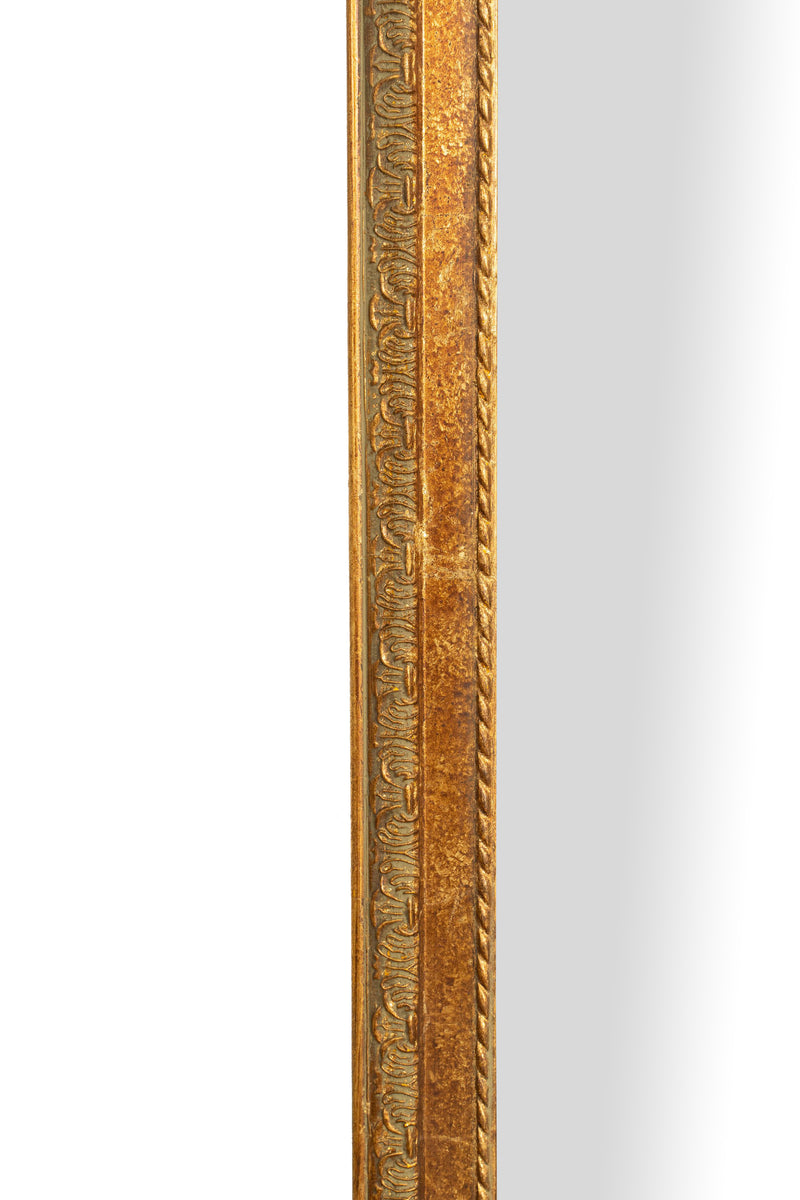 Biscottini Specchio Specchiera da parete e appendere verticale/orizzontale L72xPR4xH180 cm finitura foglia oro anticata.