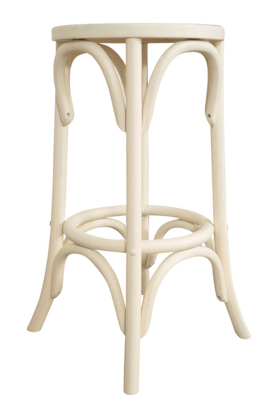 Biscottini Sgabello Thonet in massello di frassino finitura bianca anticata fascino stile