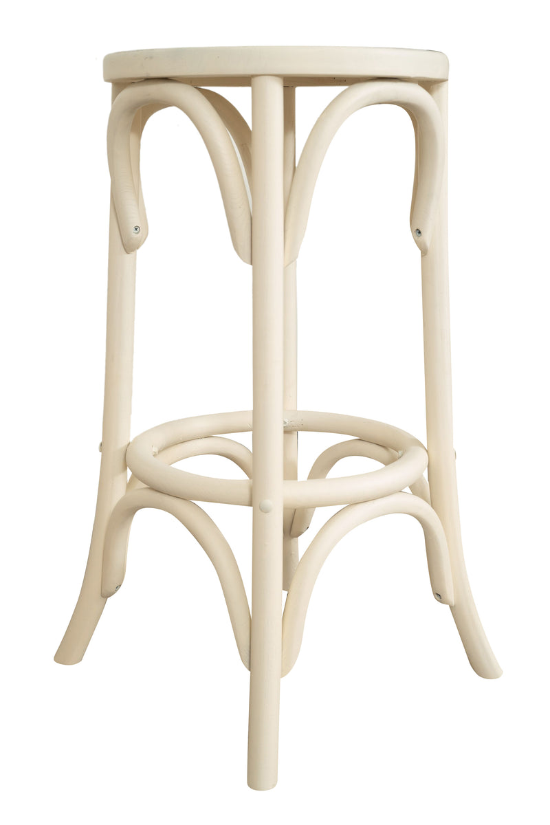 Biscottini Sgabello Thonet in massello di frassino finitura bianca anticata fascino stile