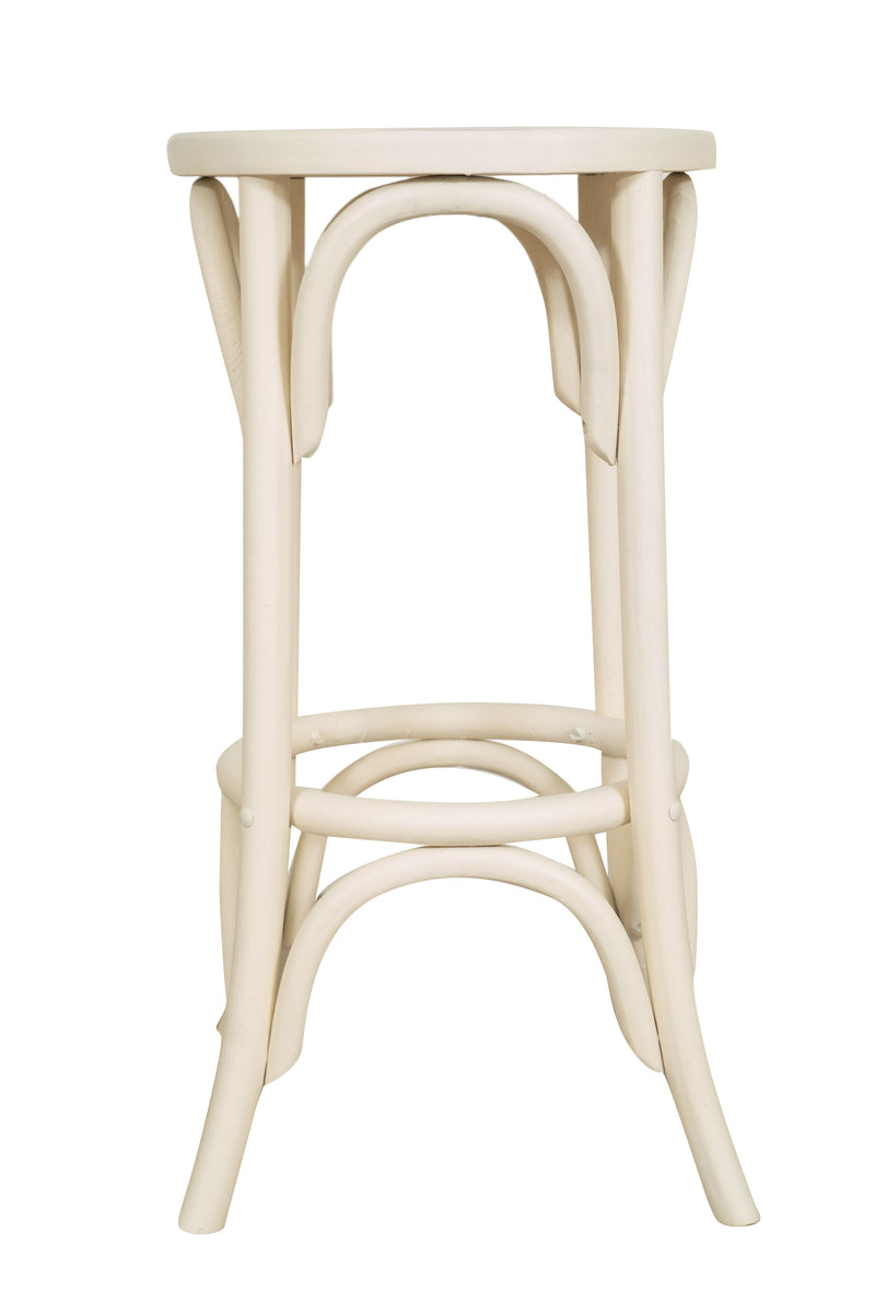 Biscottini Sgabello Thonet in massello di frassino finitura bianca anticata fascino stile