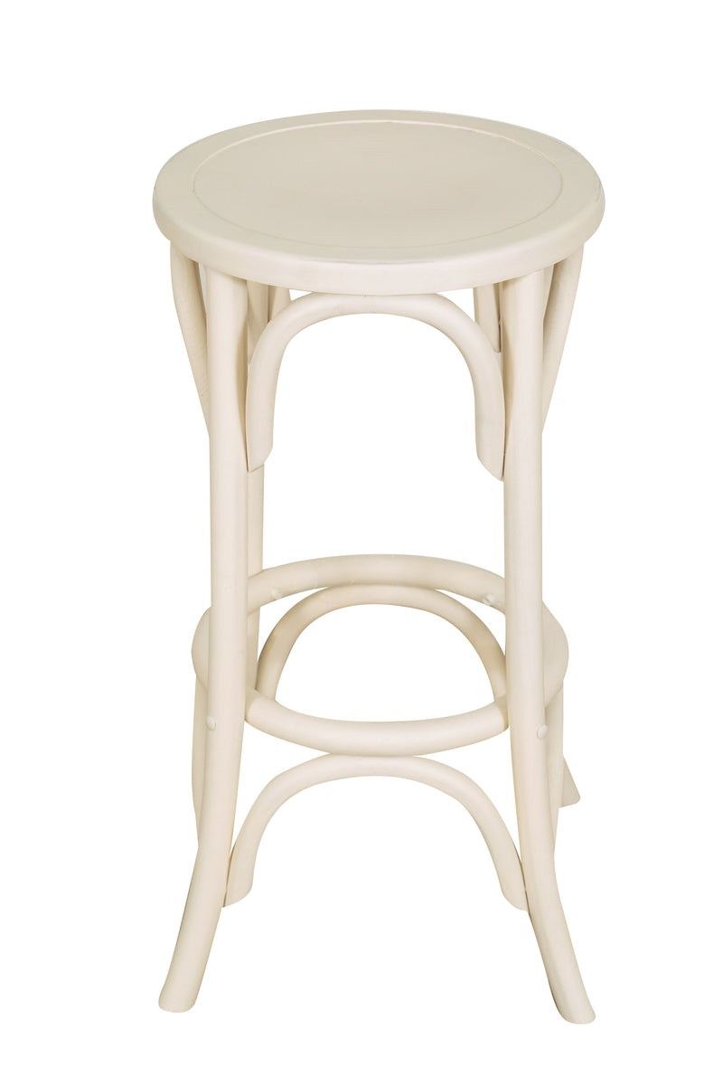 Biscottini Sgabello Thonet in massello di frassino finitura bianca anticata fascino stile