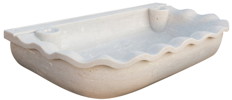 Biscottini Acquaio in marmo bianco L95xPR54xH17 cm Vasca realizzata completamente